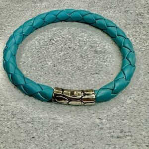 John Hardy 925 Silver & 7mm Leather Twisted Bracelet Bangle Fits 7” Wrist #285